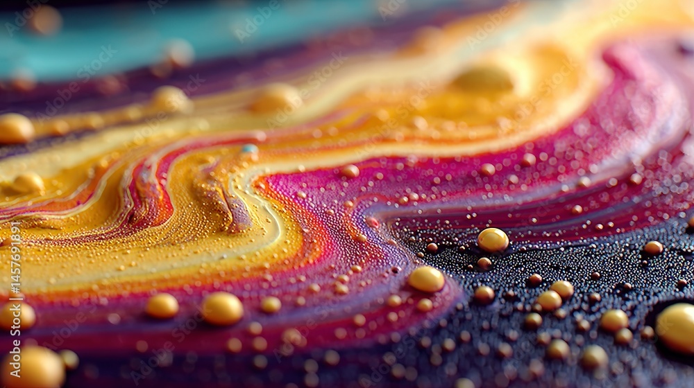 Poster colorful abstract swirls with bubbles and vibrant textures create a mesmerizing visual.