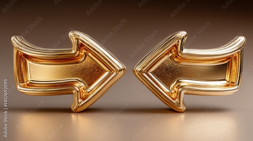 Poster two gold letters displaying value in gold inflow and outflow chart widget icon concept illustrating 