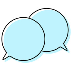 シンプルな線がずれた吹き出し　重なる会話