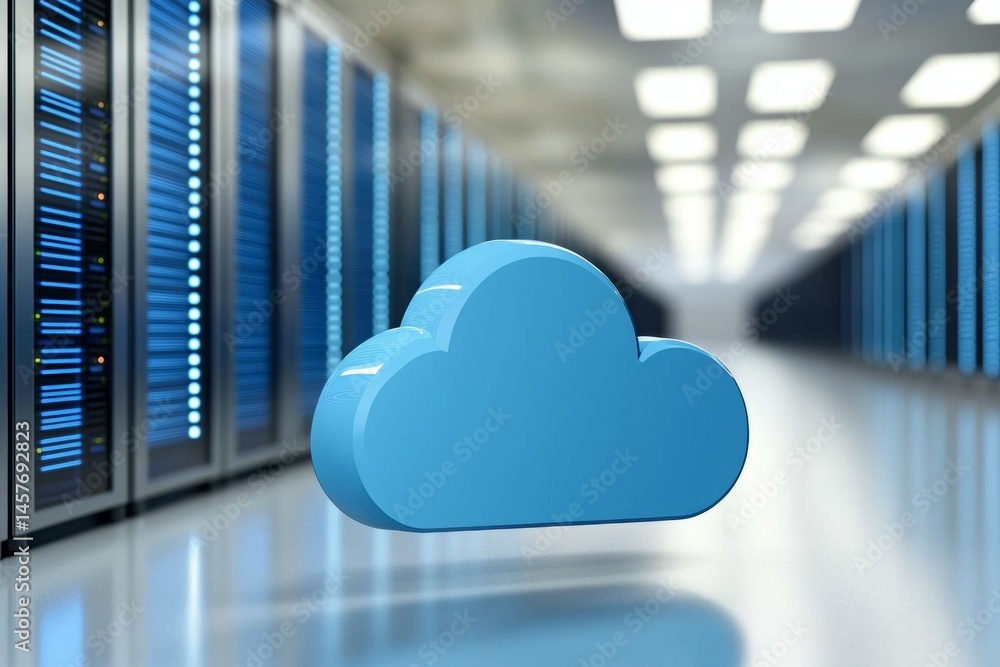 Poster cloud technology in modern data centers with secure online storage digital transformation and future