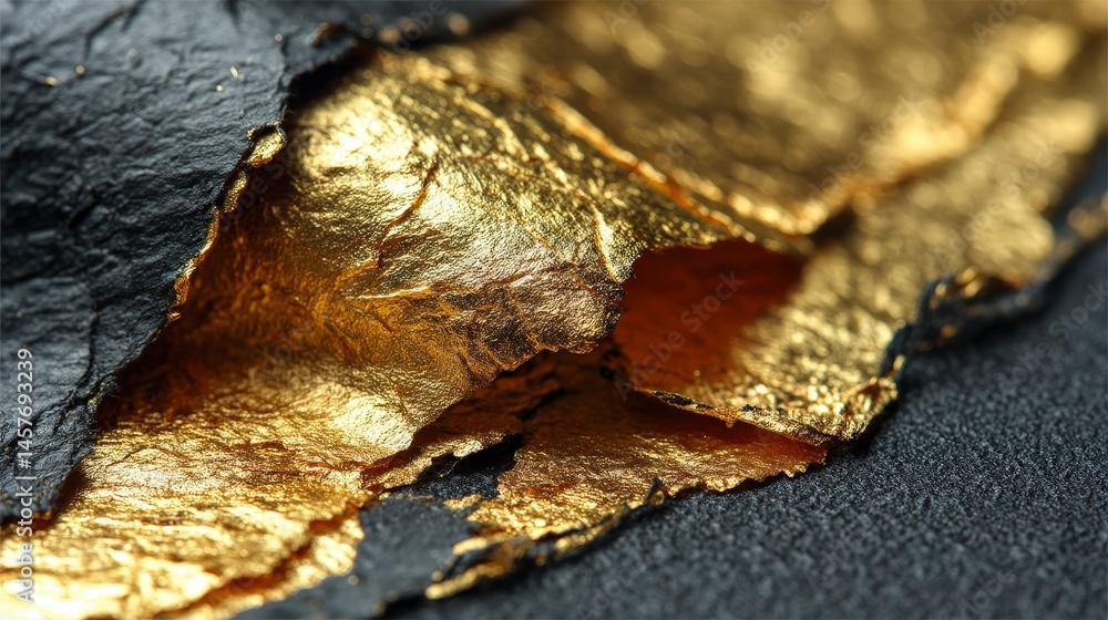 Poster abstract close-up of textured gold and black surface with intricate patterns.