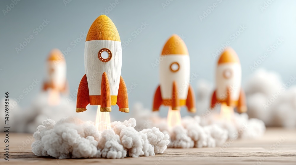 Aufkleber dynamic rocket with clock symbolizing time management in high-growth startup investing for future op