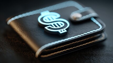 Contemporary wallet embellished with a dollar sign symbolizing wealth, financial goals, and personal finance strategies