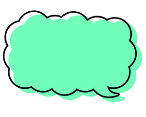 シンプルな線がずれた吹き出し　細長い雲形