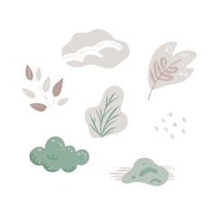 Minimalist Floral And Botanical Vector Elements In Earthy Tones For Decoration