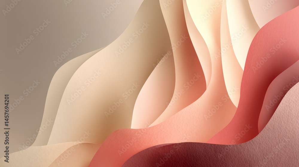 Poster organic shapes soft pink and beige smooth gradient soft, flowing abstract waves in pastel colors cre