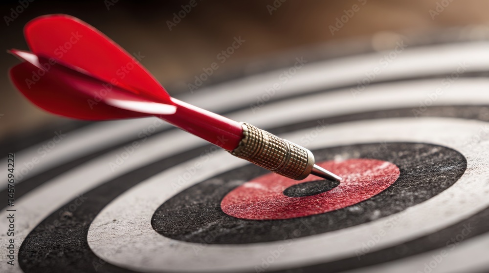 Poster dart hitting a symbolizing hyper-focus in trading with absolute attention and realistic goals in min
