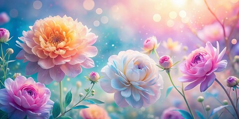 Fototapeta premium Elegant Pastel Flower Double Exposure: Soft Gradient Background Design