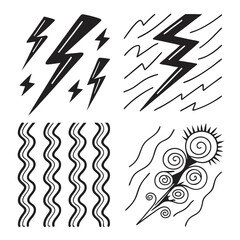 Black And White Weather Elements Vector Illustration For Graphic Design Projects
