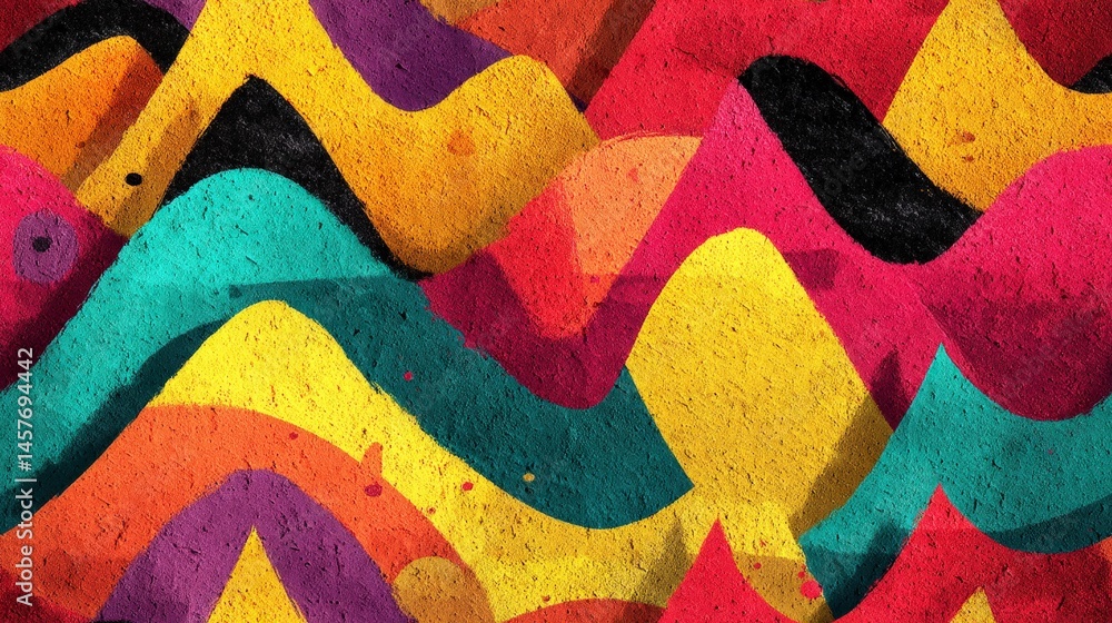 Poster retro 80s wave seamless pattern vibrant abstract waves in bold colors create a dynamic and energetic