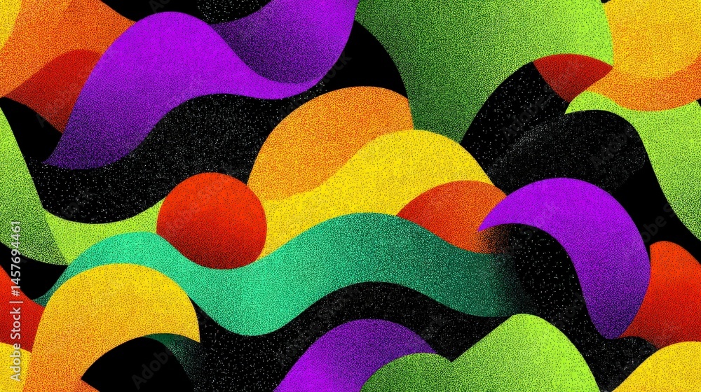 Poster retro 80s wave seamless pattern abstract wavy patterns in neon colors create a visually engaging com