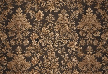 Elegant damask design, rich floral motifs, seamless repeat, ornate, baroque