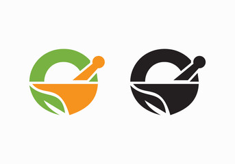 Initial Letter O Ayurveda Eco Logo Design, Pharmacy Concept Vector Template