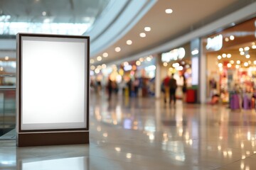 Blank advertising board in a shopping mall.