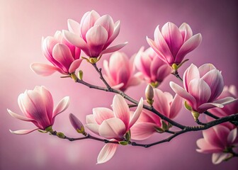 Obraz premium Elegant Pink Magnolia Bloom: Minimalist Surreal Flower Photography