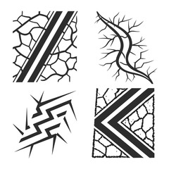 Set Of Monochrome Vector Geometric Shapes And Organic Textures Isolated