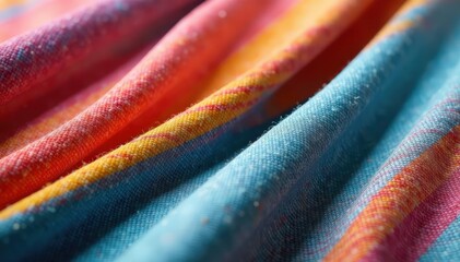 Striped fabric swatch close-up showing texture and weave, element, close-up, craft