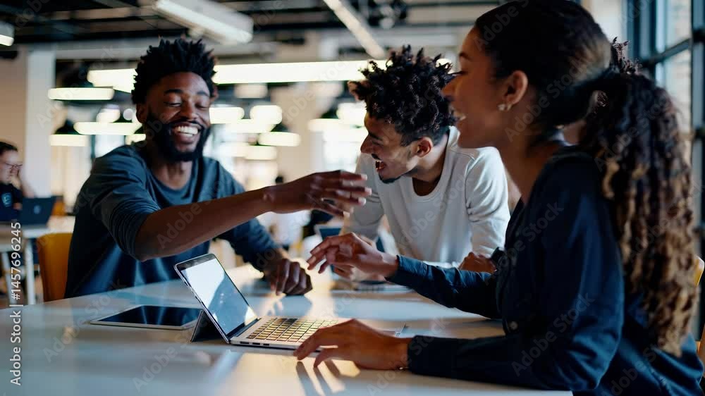 Aufkleber a group of people are engaged in a discussion around a table in a modern office setting. they use la
