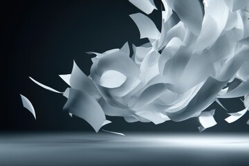 Obraz premium Abstract white shapes floating in a dark space.