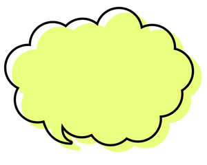 シンプルな線がずれた吹き出し　丸みのある雲形