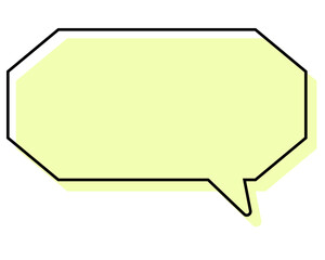 シンプルな線がずれた吹き出し　細長い八角形