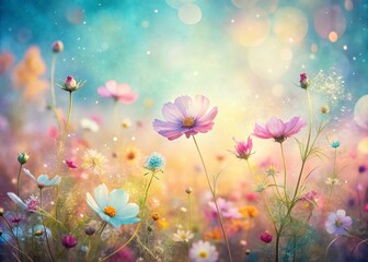 Ethereal Floral Abstract Landscape: Whimsical Art Texture