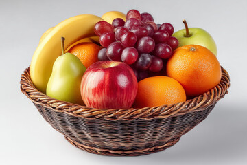 Colorful Assortment of Fresh Fruits in a Woven Basket