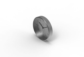wall clock top view with shadow 3d render