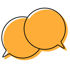 シンプルな線がずれた吹き出し　重なる会話