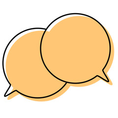 シンプルな線がずれた吹き出し　重なる会話