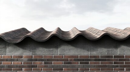 Corrugated roof and brick wall