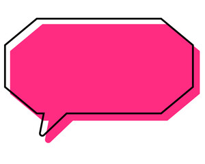 シンプルな線がずれた吹き出し　細長い八角形