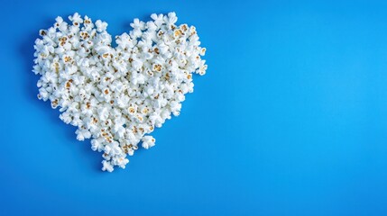 Popcorn heart on blue background