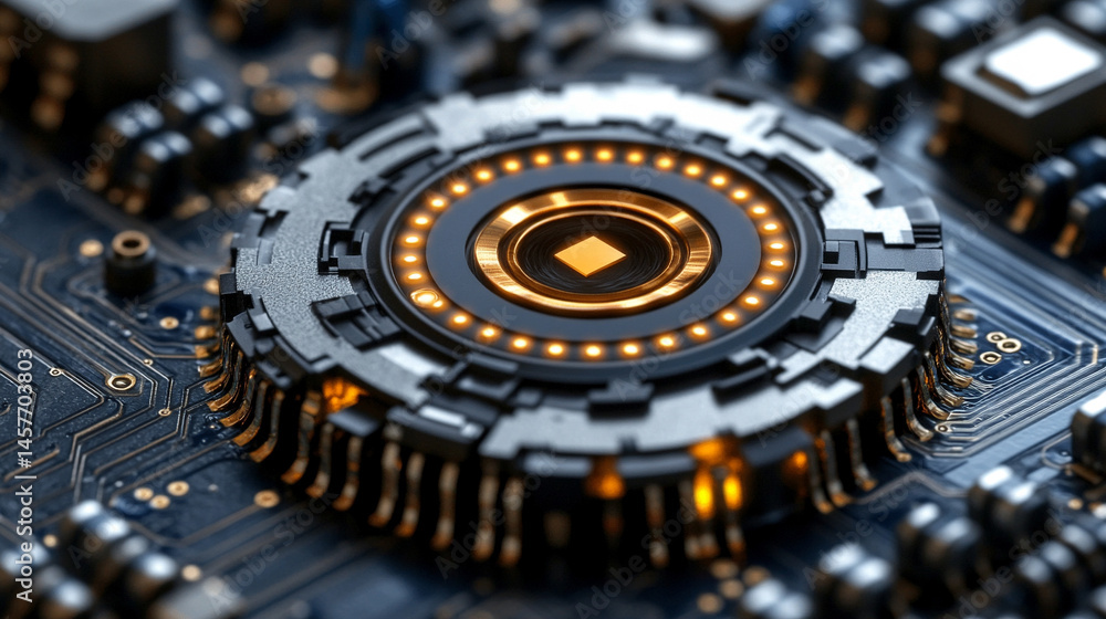 Poster futuristic holographic buttons float in a digital space, symbolizing seamless human interaction, con
