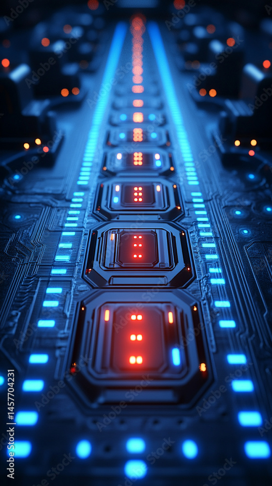 Poster futuristic holographic buttons float in a digital space, symbolizing seamless human interaction, con