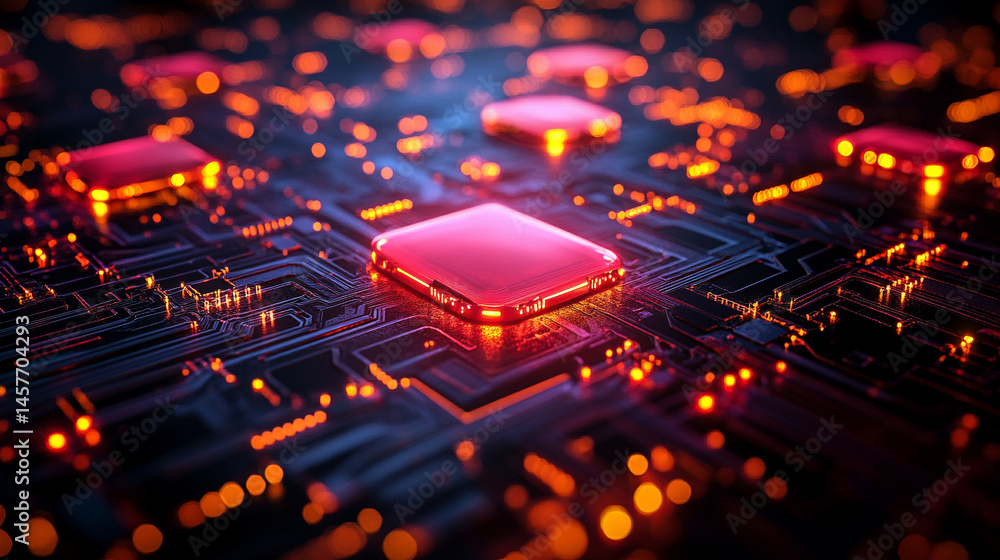 Poster futuristic holographic buttons float in a digital space, symbolizing seamless human interaction, con