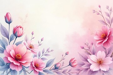 Delicate watercolor floral design, soft pastel hues , pretty, textile, romantic