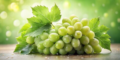 Fresh Green Grapes with Water Droplets - Vintage Style Stock Photo