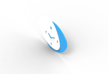 small wall clock top view with shadow 3d render