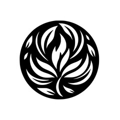 Abstract Leaf Design in Black Circle - Minimalist Logo