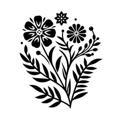 Black & White Floral Motif: Minimalist Design, Clean Aesthetic