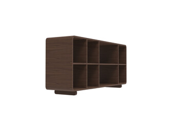 book and tv shelf angle view without shadow 3d render