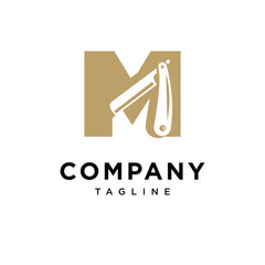 Letter M Razor Logo Icon Vector