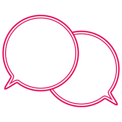 シンプルなカラー線の吹き出し　重なる会話