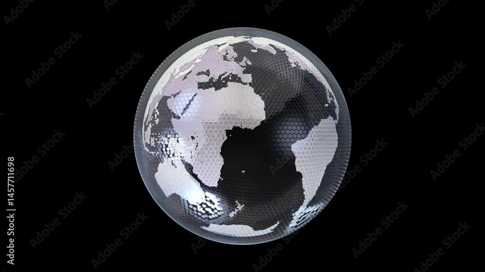 Poster earth globe protected by protective shield on black and green screen background. can be used in back