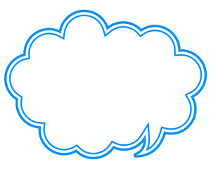 シンプルなカラー線の吹き出し　丸みのある雲形