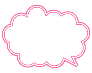 シンプルなカラー線の吹き出し　丸みのある雲形