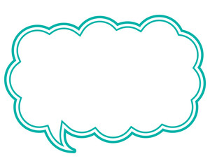 シンプルなカラー線の吹き出し　細長い雲形