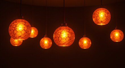 Fototapeta premium Orange Round Pendant Light Fixtures