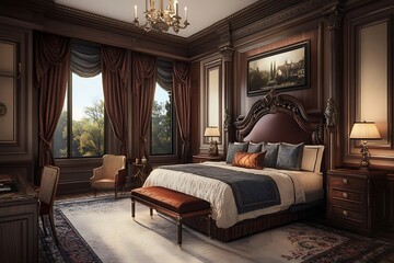 Luxurious master bedroom suite.